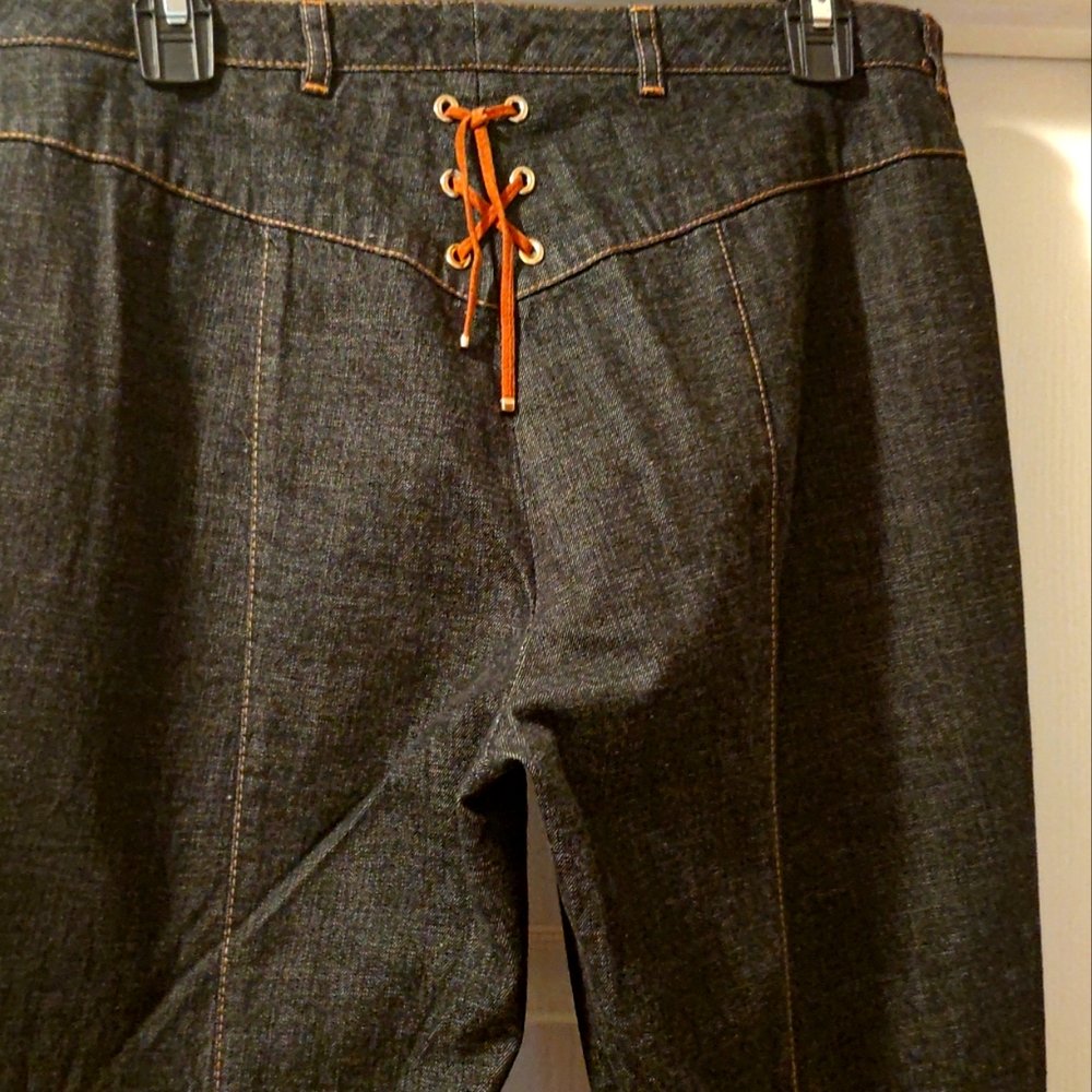 Escada denim jeans with lace up on back